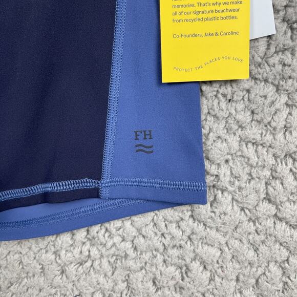 Fair Harbor Bayview Bike Shorts Womens Small Blue Back Zipper Pocket NWT - Picture 2 of 8